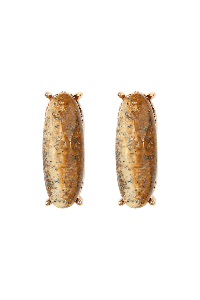 NATURAL STONE OVAL POST EARRINGS