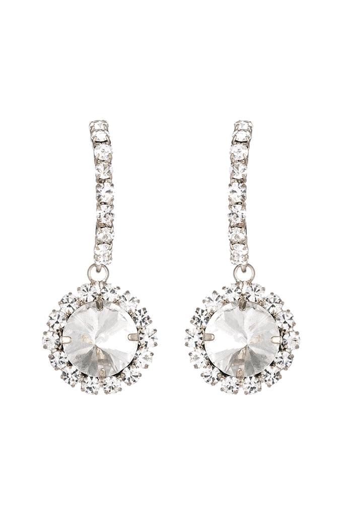 CUBIC ZIRCONIA ROUND DROP POST EARRINGS