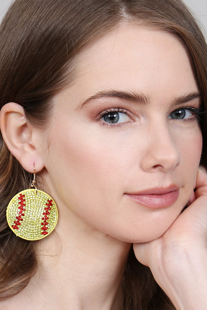26692 - SUEDE CRYSTAL SOFTBALL EARRINGS