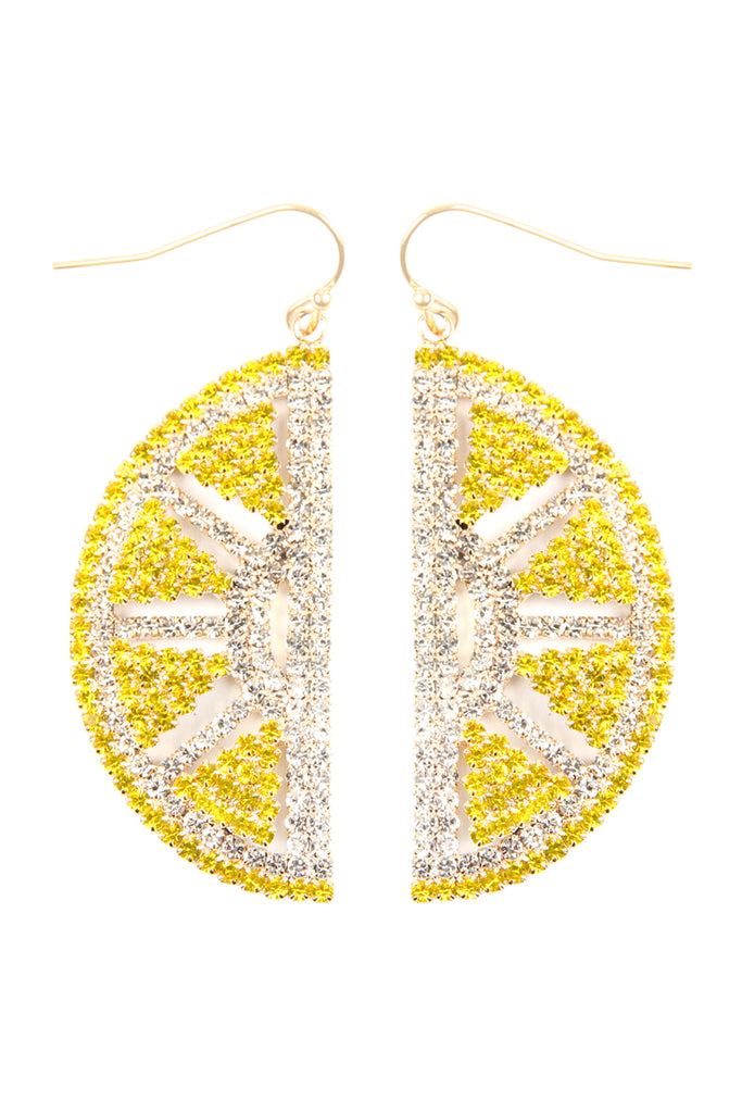 26722 - SUEDE CRYSTAL LEMON DROP EARRINGS