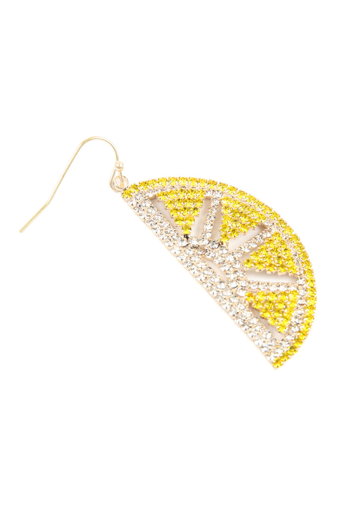 26722 - SUEDE CRYSTAL LEMON DROP EARRINGS