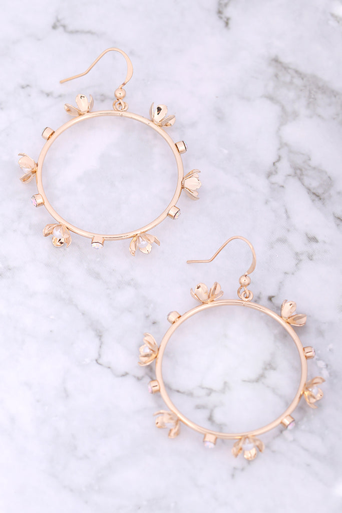 FLOWER PEARL RHINESTONE EARRINGS
