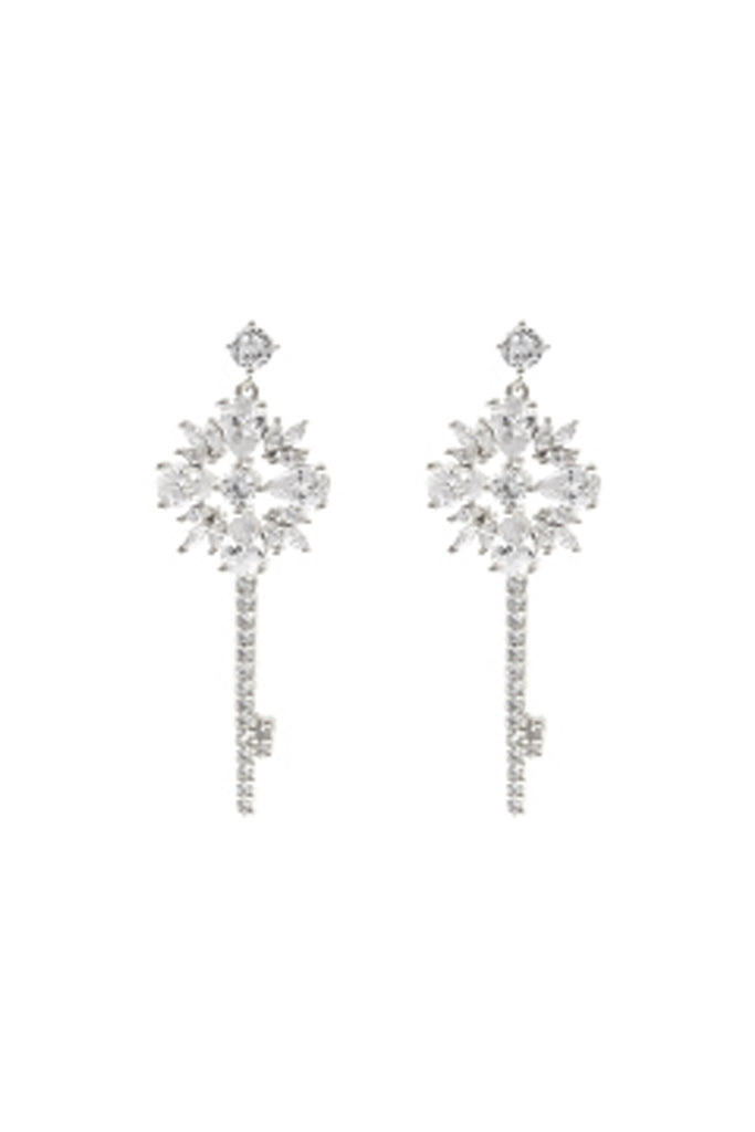26788 - CUBIC ZIRCONIA KEY DANGLING EARRINGS - Riah Fashion
