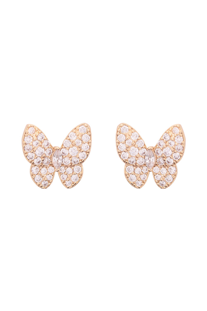 26893 - CUBIC ZIRCONIA PAVE BUTTERFLY STUD EARRINGS