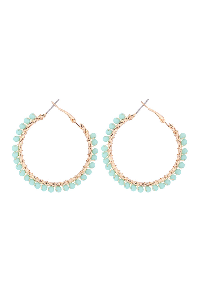 26923 - WIRED GLASS BEAD HOOP EARRINGS