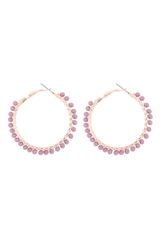 26923 - WIRED GLASS BEAD HOOP EARRINGS
