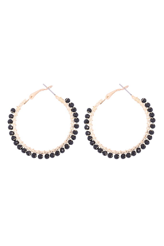 26923 - WIRED GLASS BEAD HOOP EARRINGS