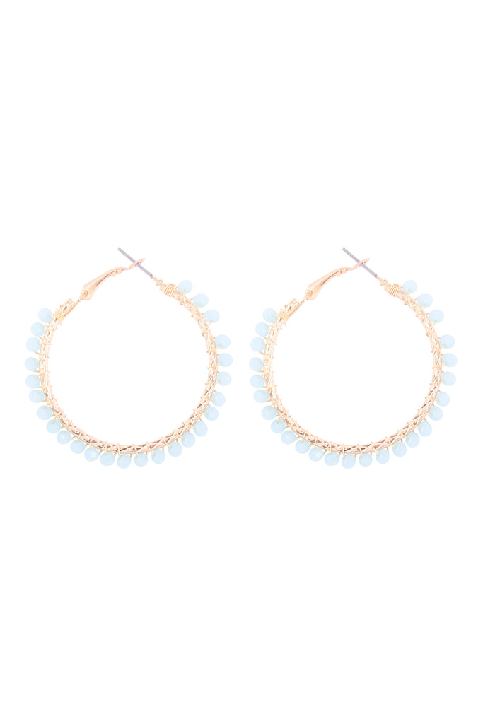 26923 - WIRED GLASS BEAD HOOP EARRINGS