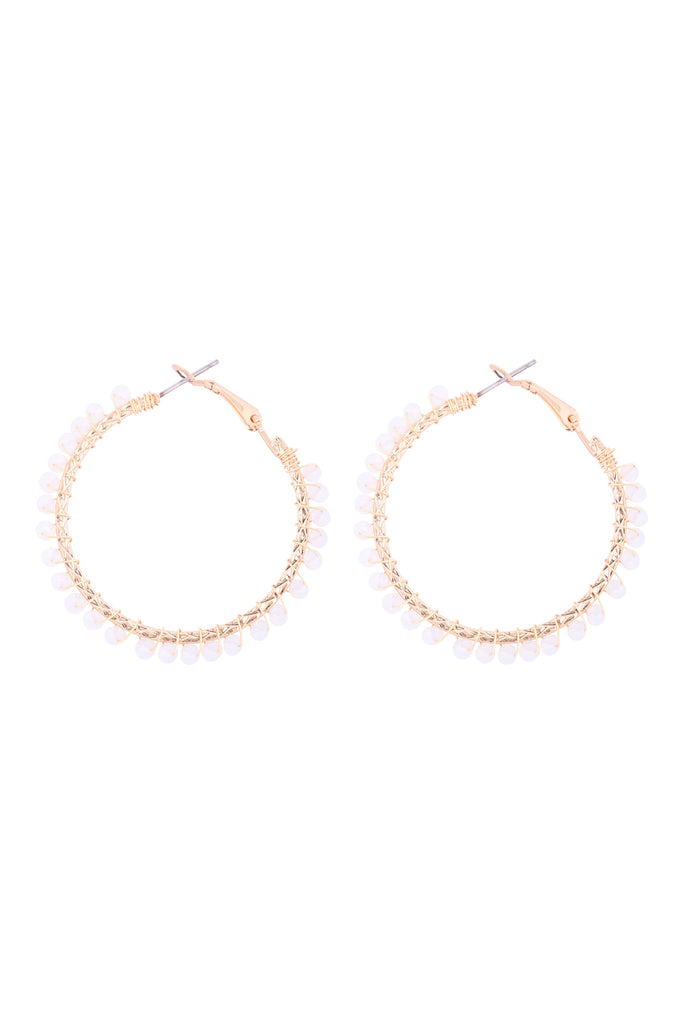26923 - WIRED GLASS BEAD HOOP EARRINGS
