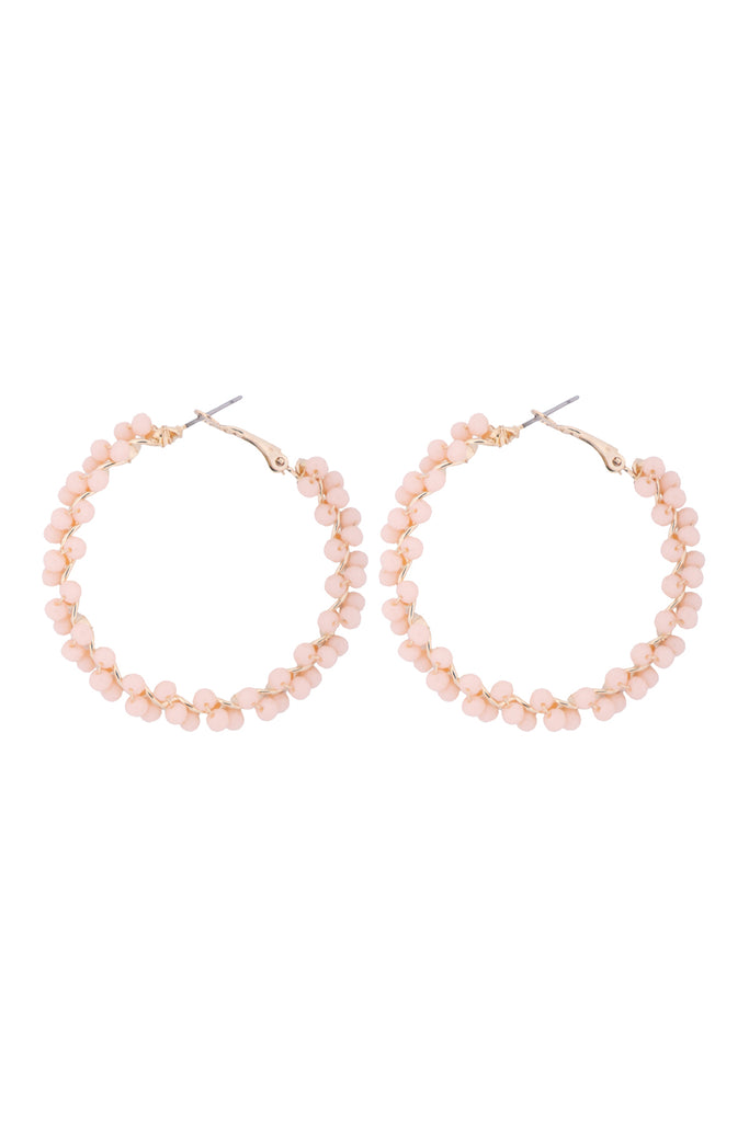 26924 - WIRED GLASS BEADS WRAP HOOP EARRINGS