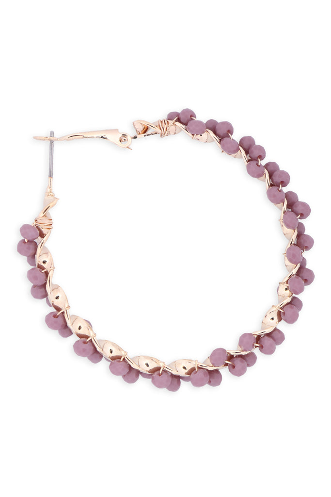 26924 - WIRED GLASS BEADS WRAP HOOP EARRINGS