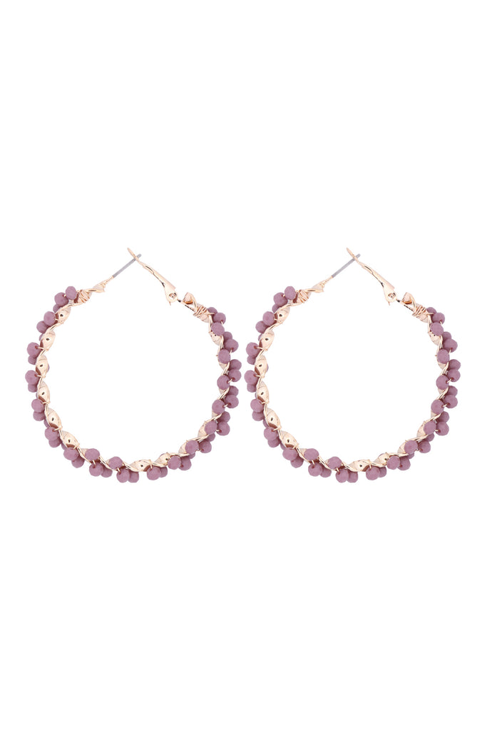 26924 - WIRED GLASS BEADS WRAP HOOP EARRINGS