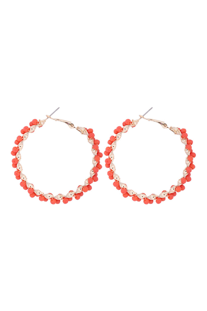26924 - WIRED GLASS BEADS WRAP HOOP EARRINGS