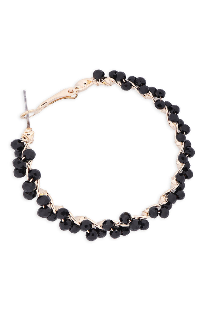 26924 - WIRED GLASS BEADS WRAP HOOP EARRINGS