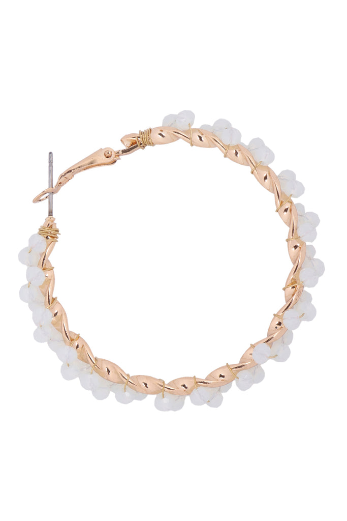 26924 - WIRED GLASS BEADS WRAP HOOP EARRINGS