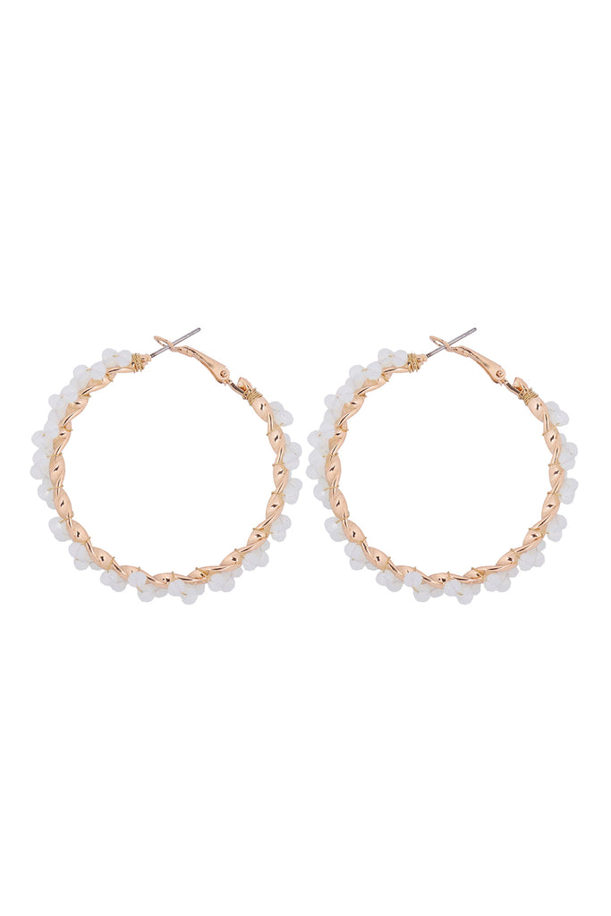 26924 - WIRED GLASS BEADS WRAP HOOP EARRINGS