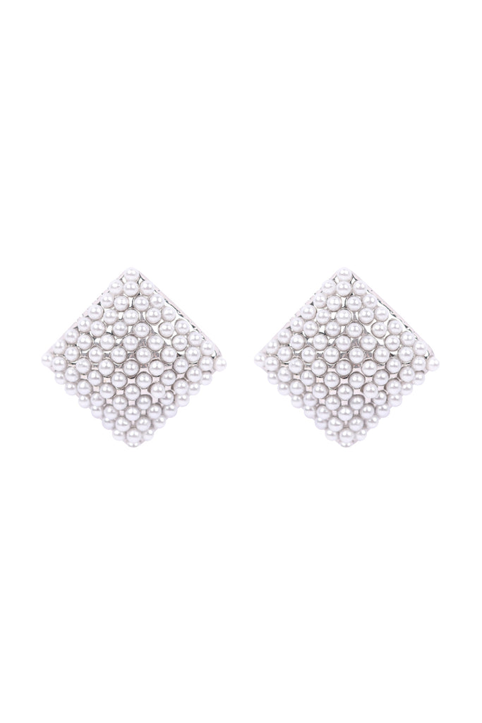 26944 - SQUARE PEARL PAVE STUD EARRINGS