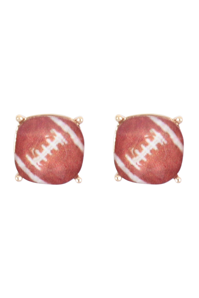 27053 - SPORTS CUSHION CUT FOOTBALL STUD EARRINGS