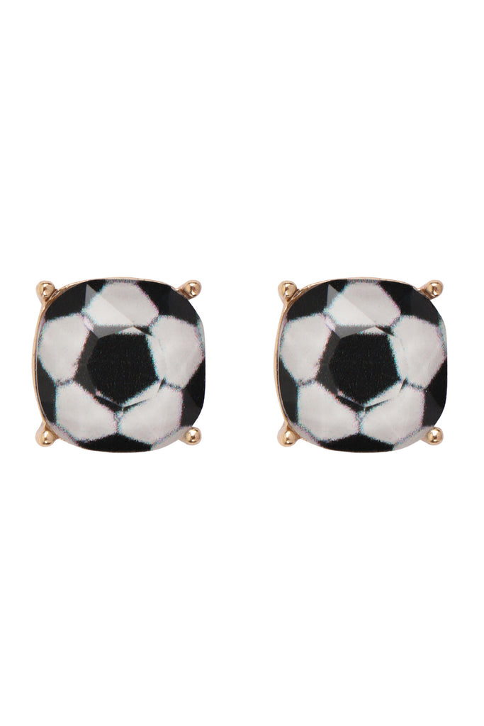27054 - SPORTS CUSHION CUT SOCCER STUD EARRINGS