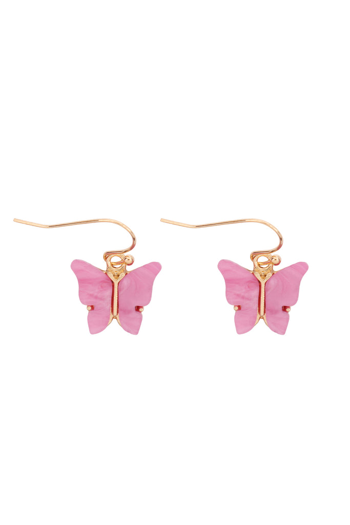 ACRYLIC BUTTERFLY FISH HOOK EARRINGS