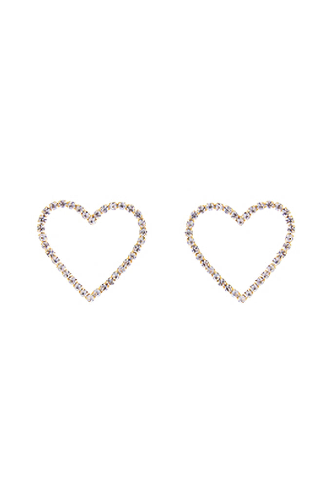 RHINESTONE OPEN HEART POST EARRINGS