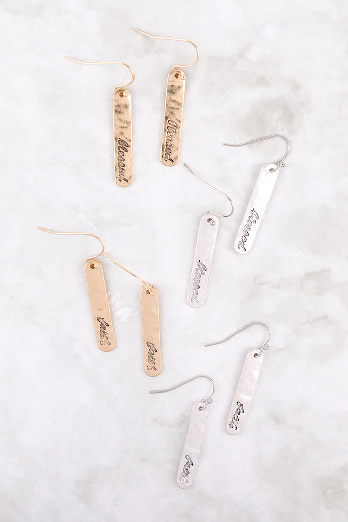 FAITH BAR DROP FISH HOOK EARRINGS