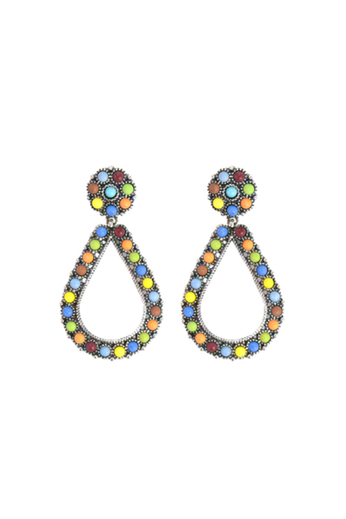 TEARDROP NATURAL STONE POST EARRINGS