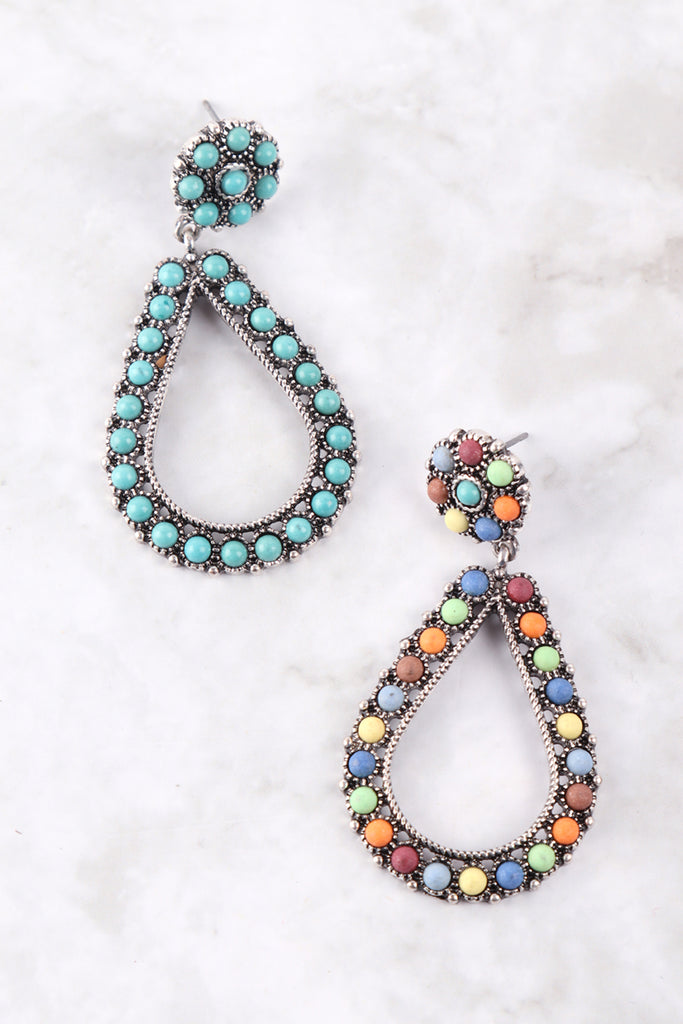 TEARDROP NATURAL STONE POST EARRINGS