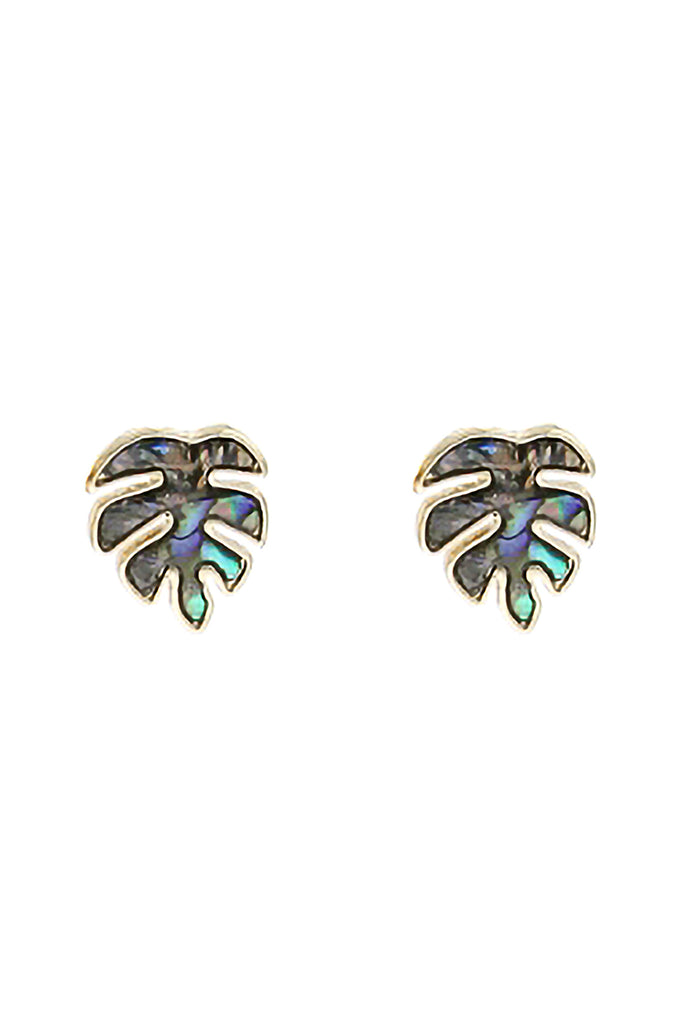 LEAF ABALONE POST EARRINGS