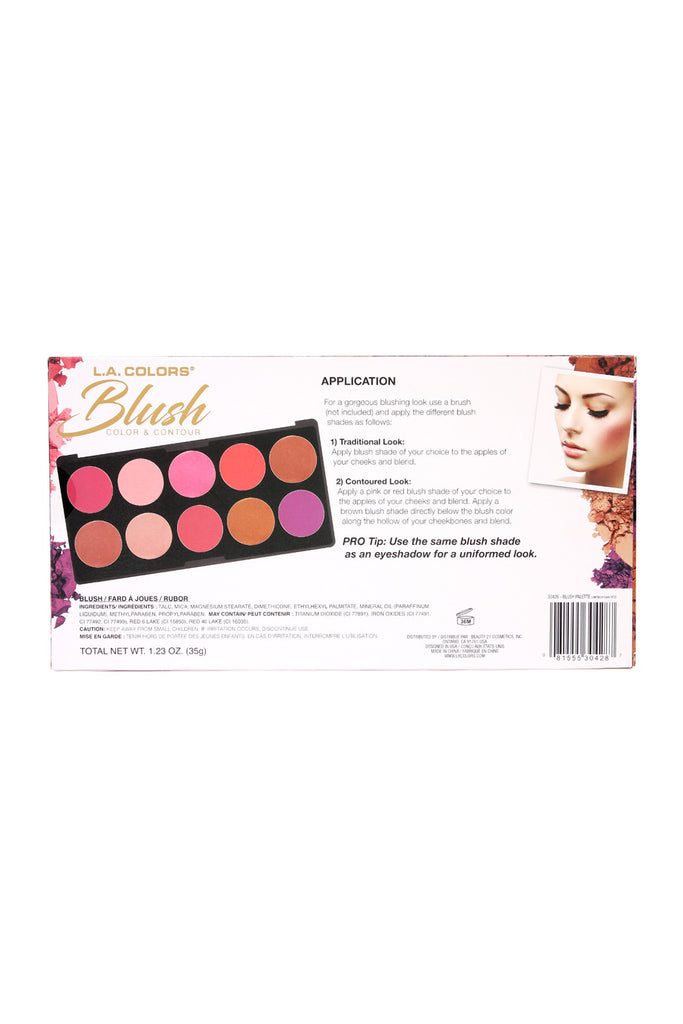L.A. Colors Blush Color & Contour 10 Color Blush Palette