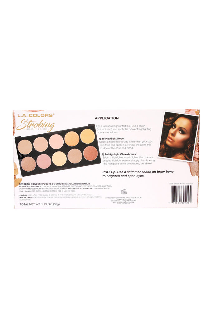 LA Colors Strobing Highlight & Shine 10 Color Face Palette