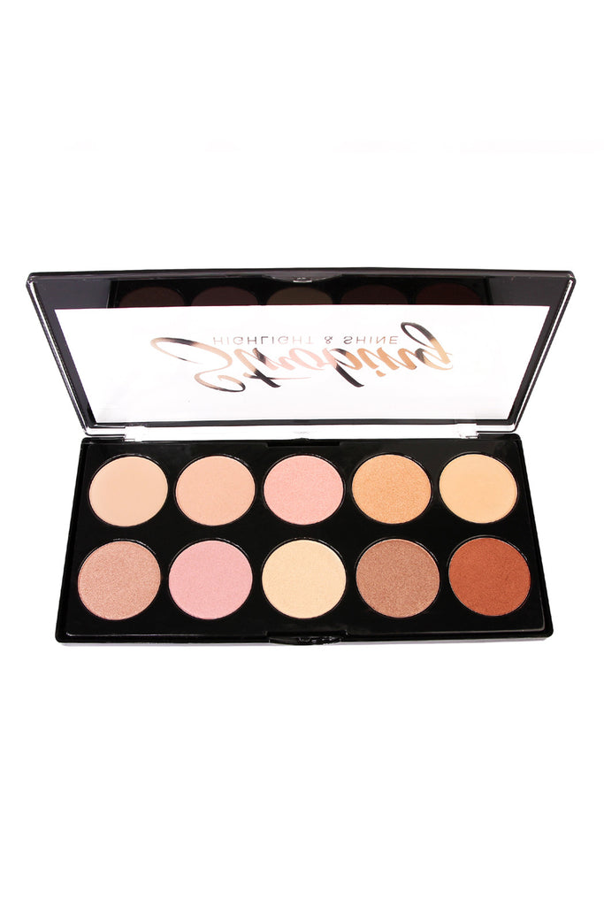 LA Colors Strobing Highlight & Shine 10 Color Face Palette