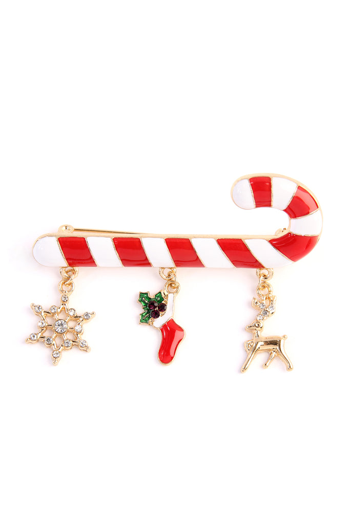 31342X-G - CANDY CANE CHRISTMAS DANGLE PIN