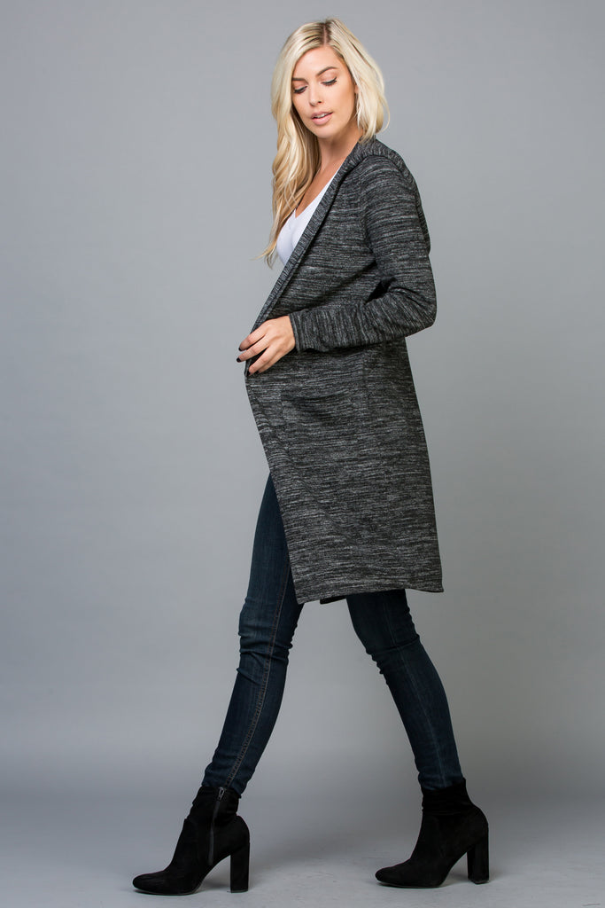 Solid Hoodie Pocket Cardigan