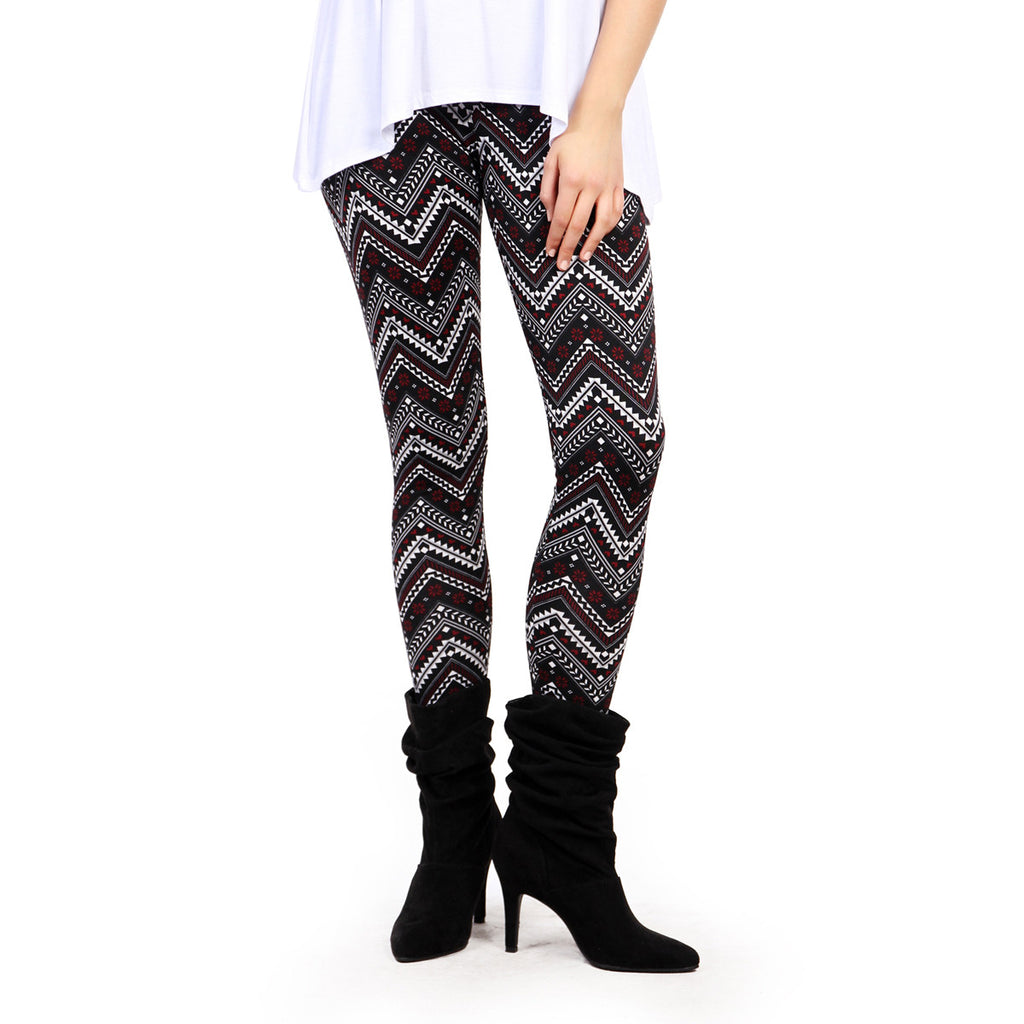 Tribal Chevron Print Fleece Leggings