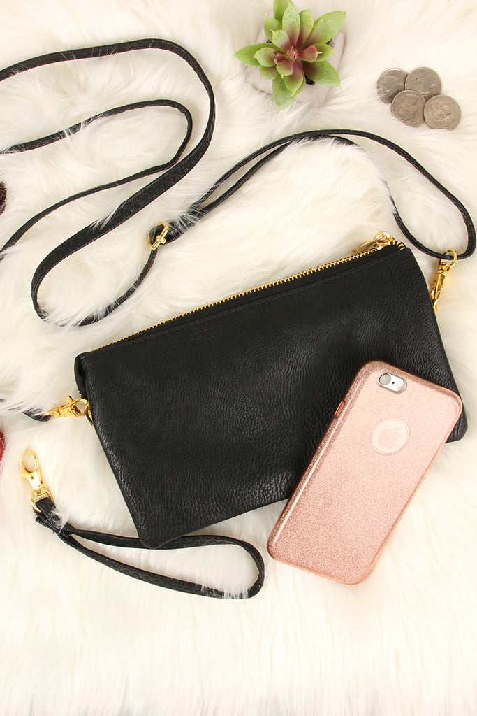 FAUX CROSSBODY WRISTLET BAG