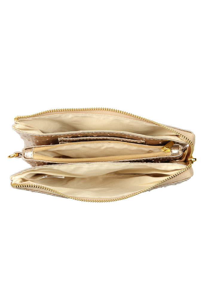 FAUX CROSSBODY WRISTLET BAG