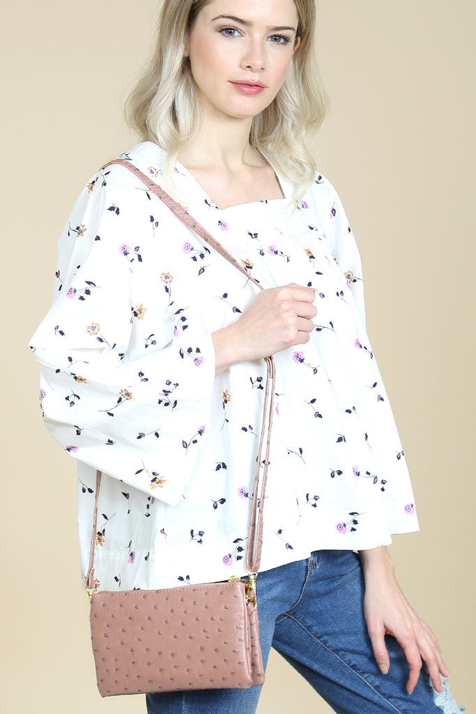 FAUX CROSSBODY WRISTLET BAG