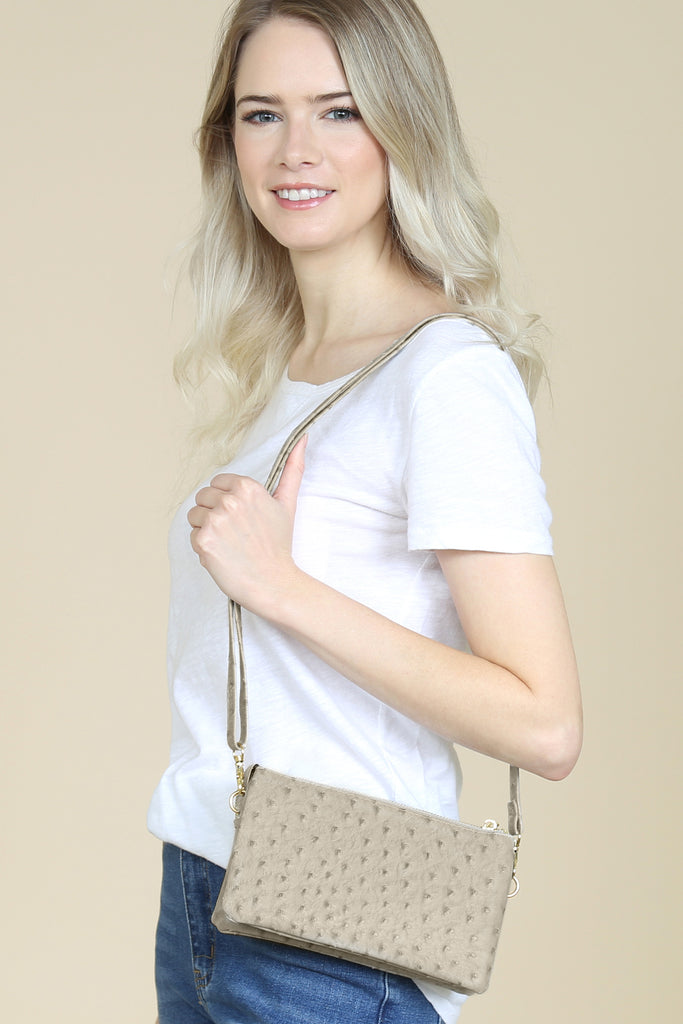 FAUX CROSSBODY WRISTLET BAG