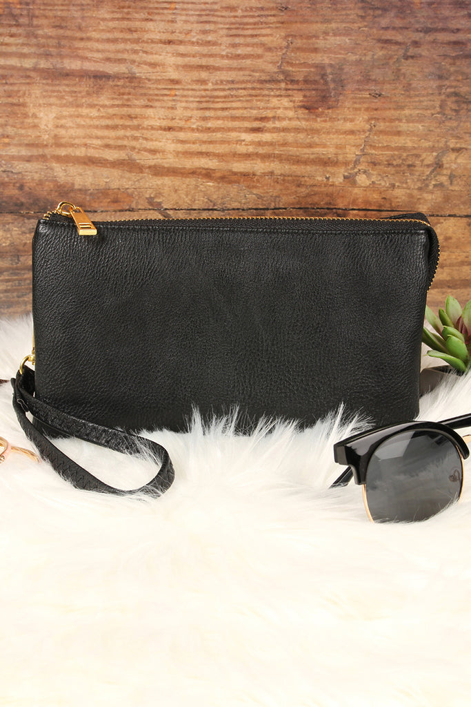 FAUX CROSSBODY WRISTLET BAG