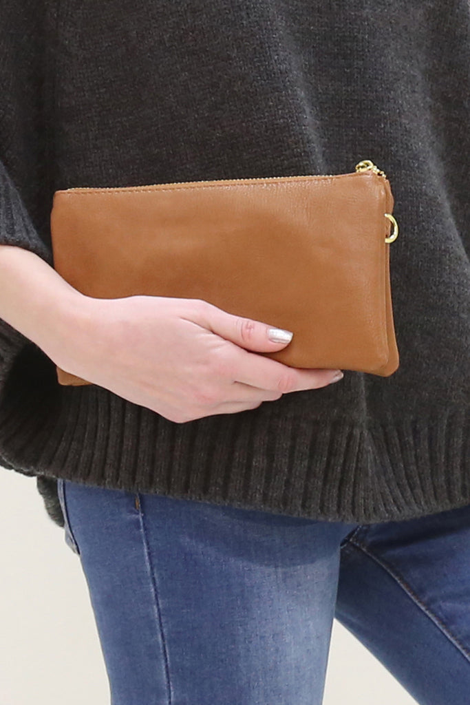 FAUX CROSSBODY WRISTLET BAG