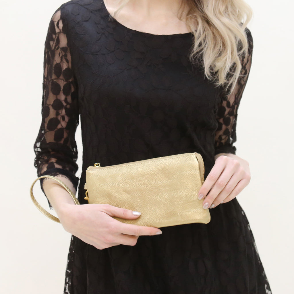 FAUX CROSSBODY WRISTLET BAG