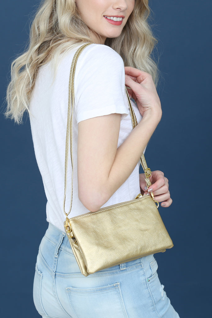 FAUX CROSSBODY WRISTLET BAG