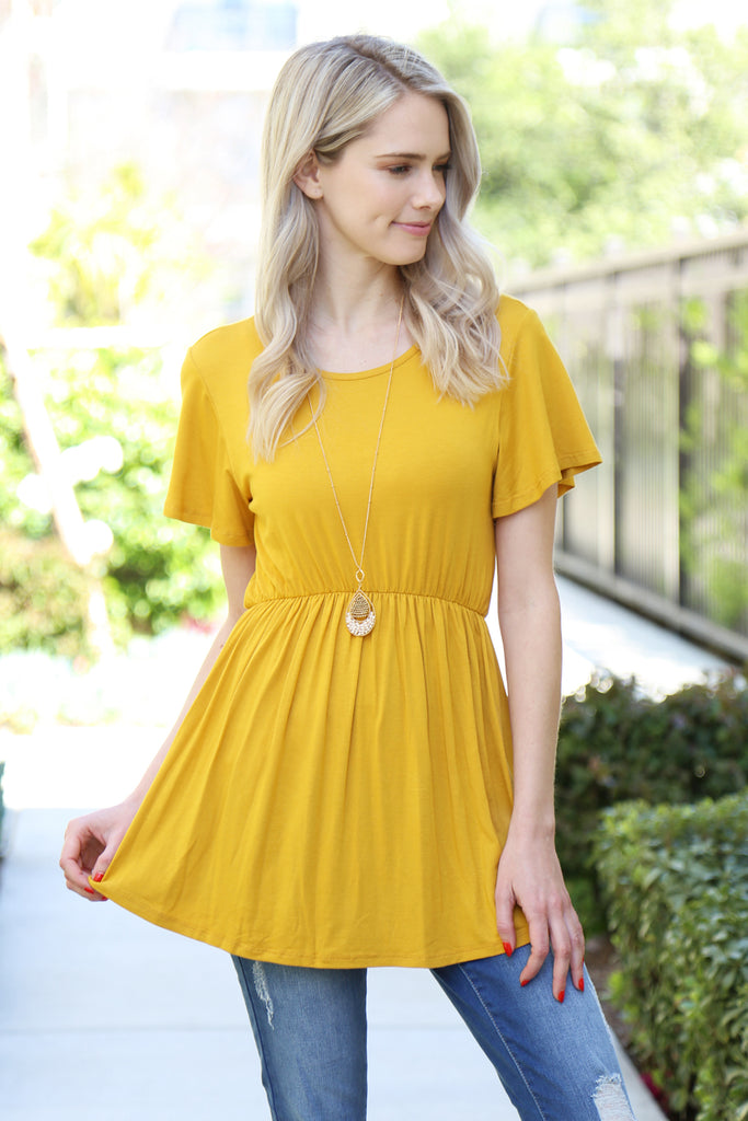 Flutter Sleeve Empire Waist Top