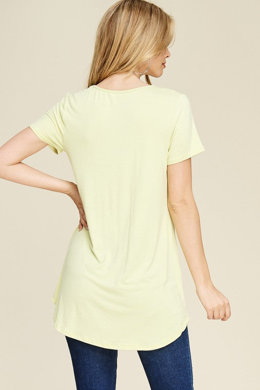 Short Sleeve Criss Cross Tunic - Riah Fashion