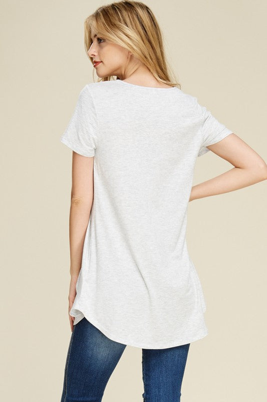 Short Sleeve Criss Cross Tunic - Riah Fashion