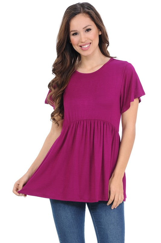 Flutter Sleeve Empire Waist Top