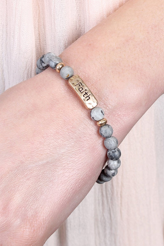 FAITH NATURAL STONE STRETCH BRACELET