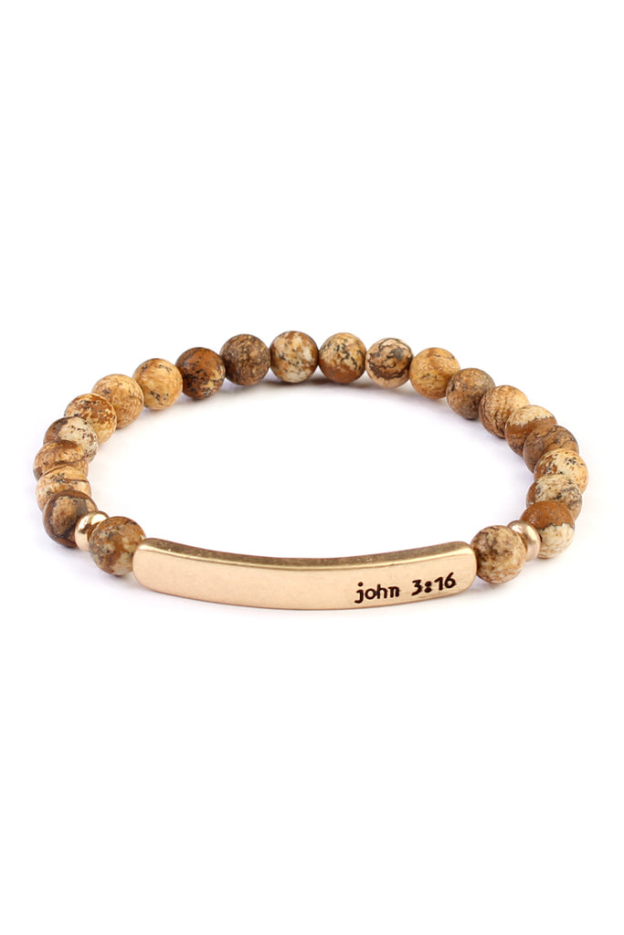 JOHN 3:16 BAR NATURAL STONE BRACELET