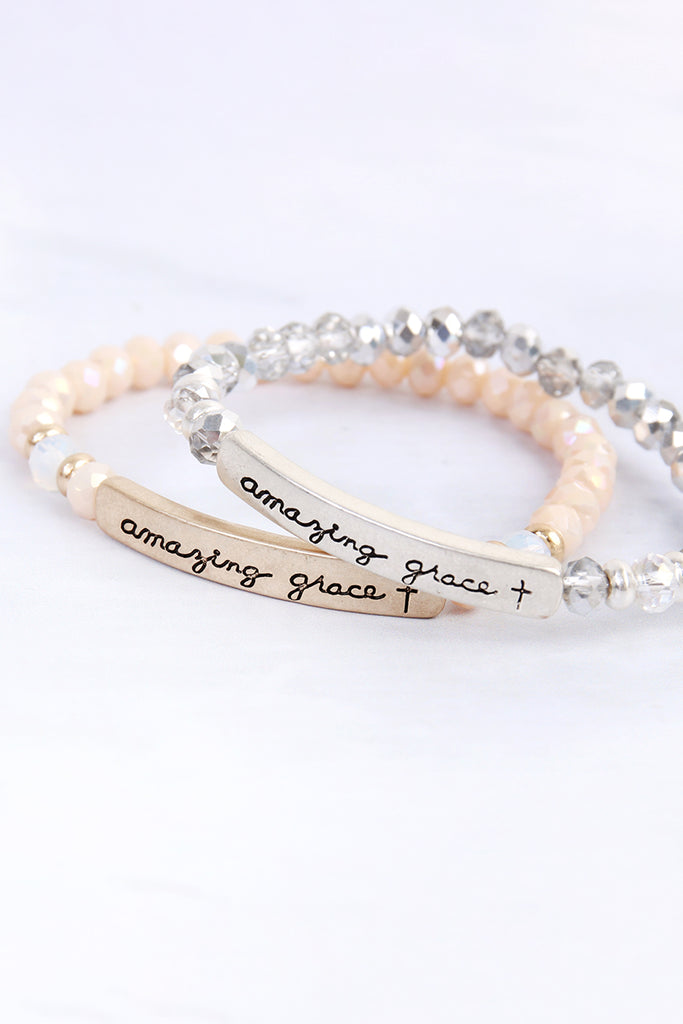 AMAZING GRACE 6mm GLASS STRETCH BRACELET